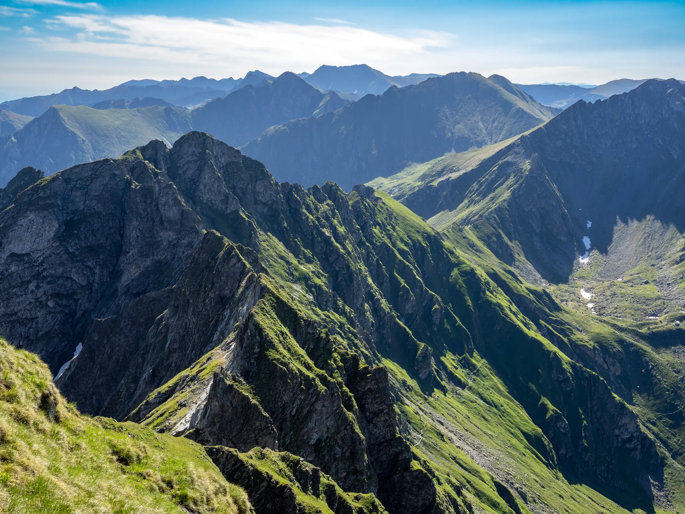 Rugged mountain ridgeline under a clear sky
